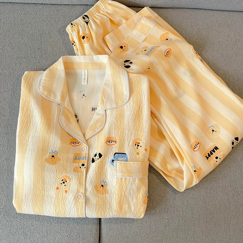 Yellow Puppy Padded Nightsuit- 3pcs Set - ricardofort