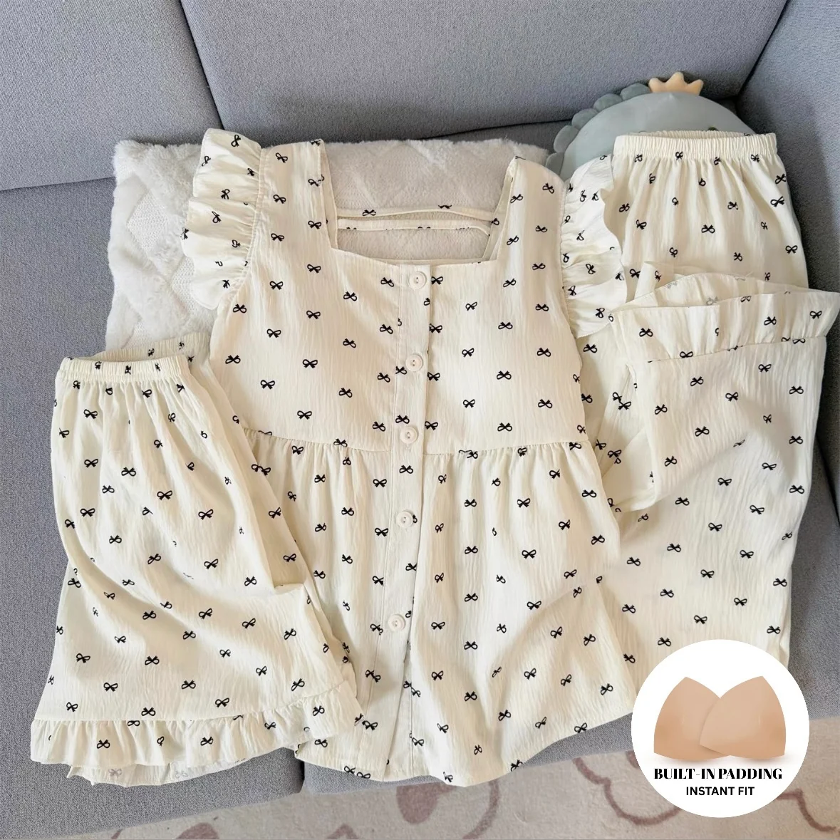 Ribbon Era Padded Nightsuit -3pcs Set - ricardofort