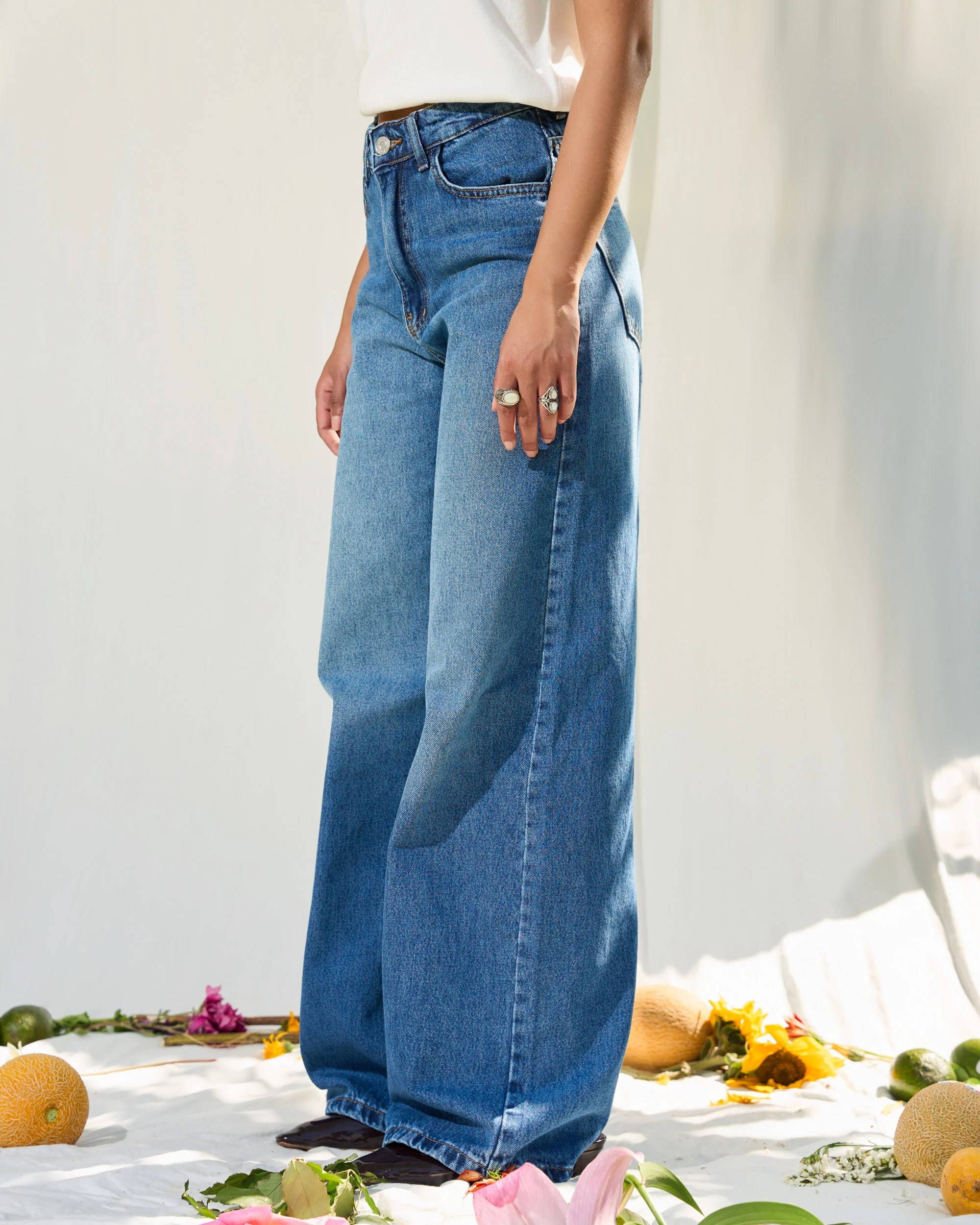 Medium Blue Wide Leg Jeans - ricardofort