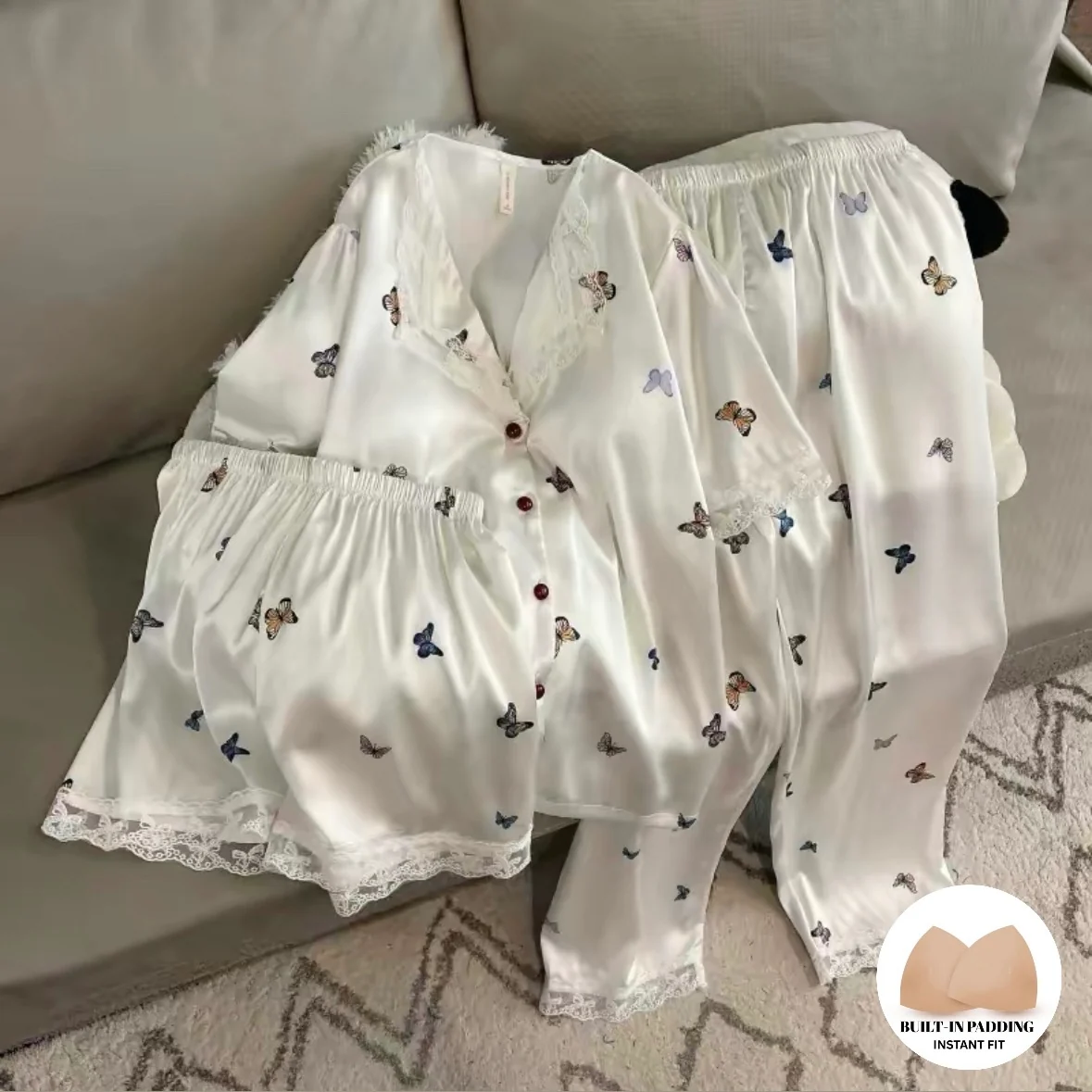 Butterfly Bliss Padded Nightsuit- 3pc Set - ricardofort