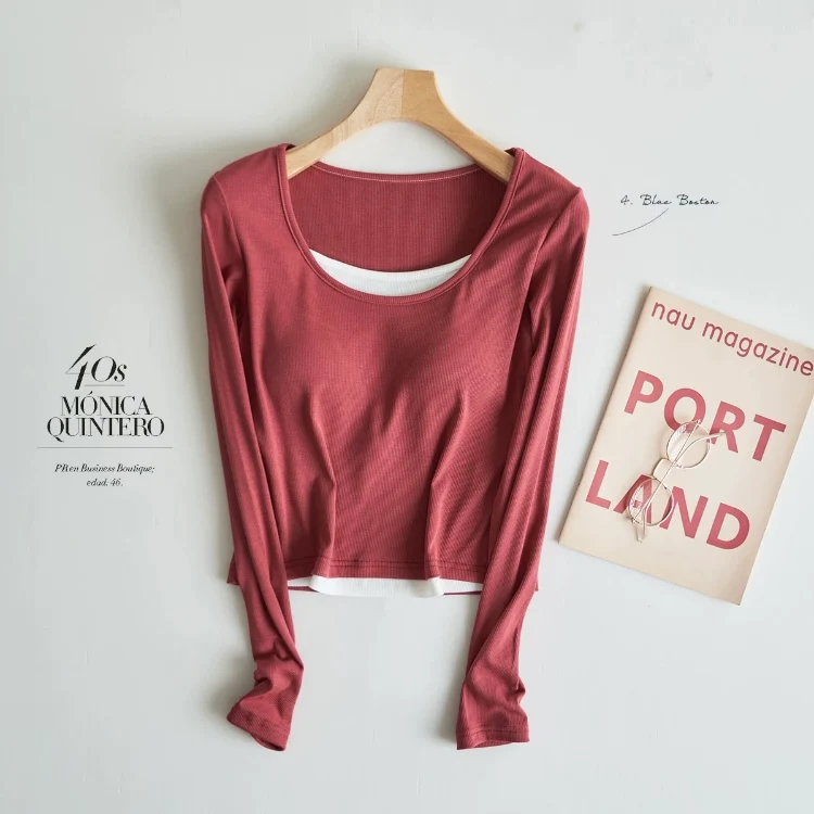 Rose Layered Built-In Bra Tshirt - ricardofort