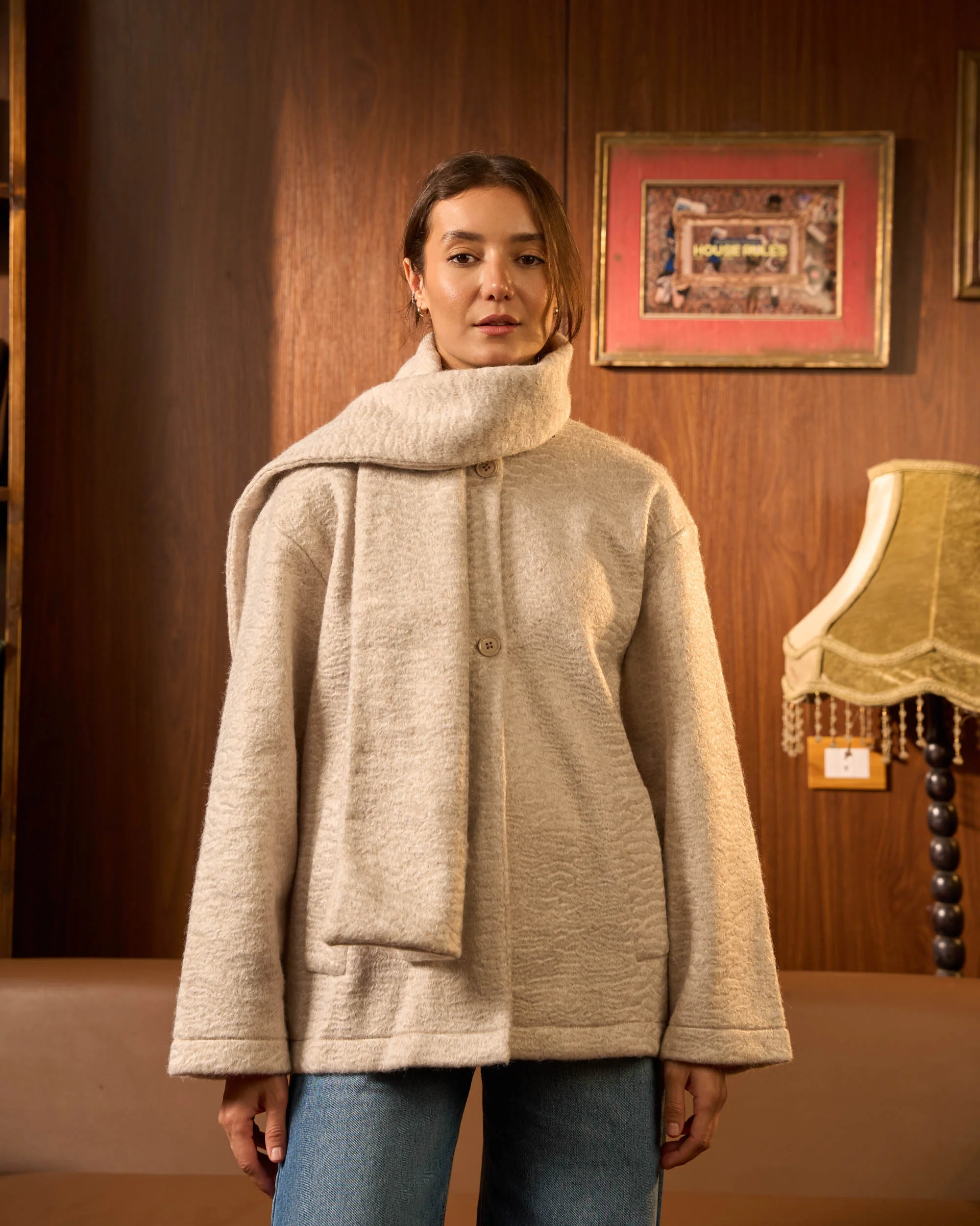 Beige Women’s Shawl Jacket - ricardofort