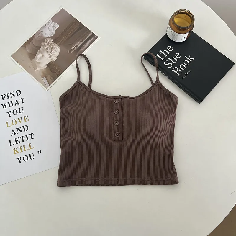 Casual Button-Up Built-In Bra Camisole - ricardofort