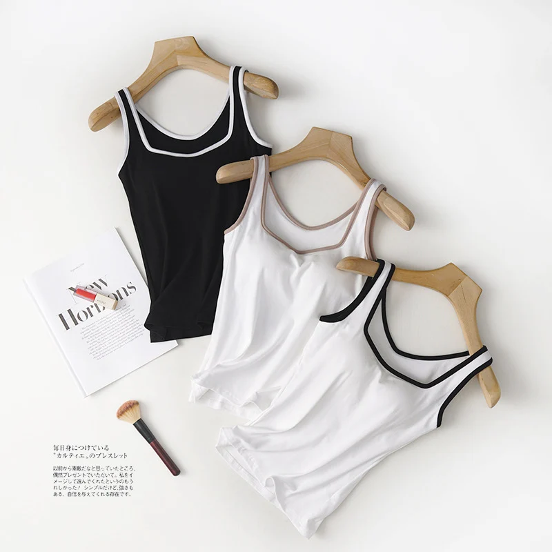 Trimmed  Built-In Bra Tank Tops - ricardofort