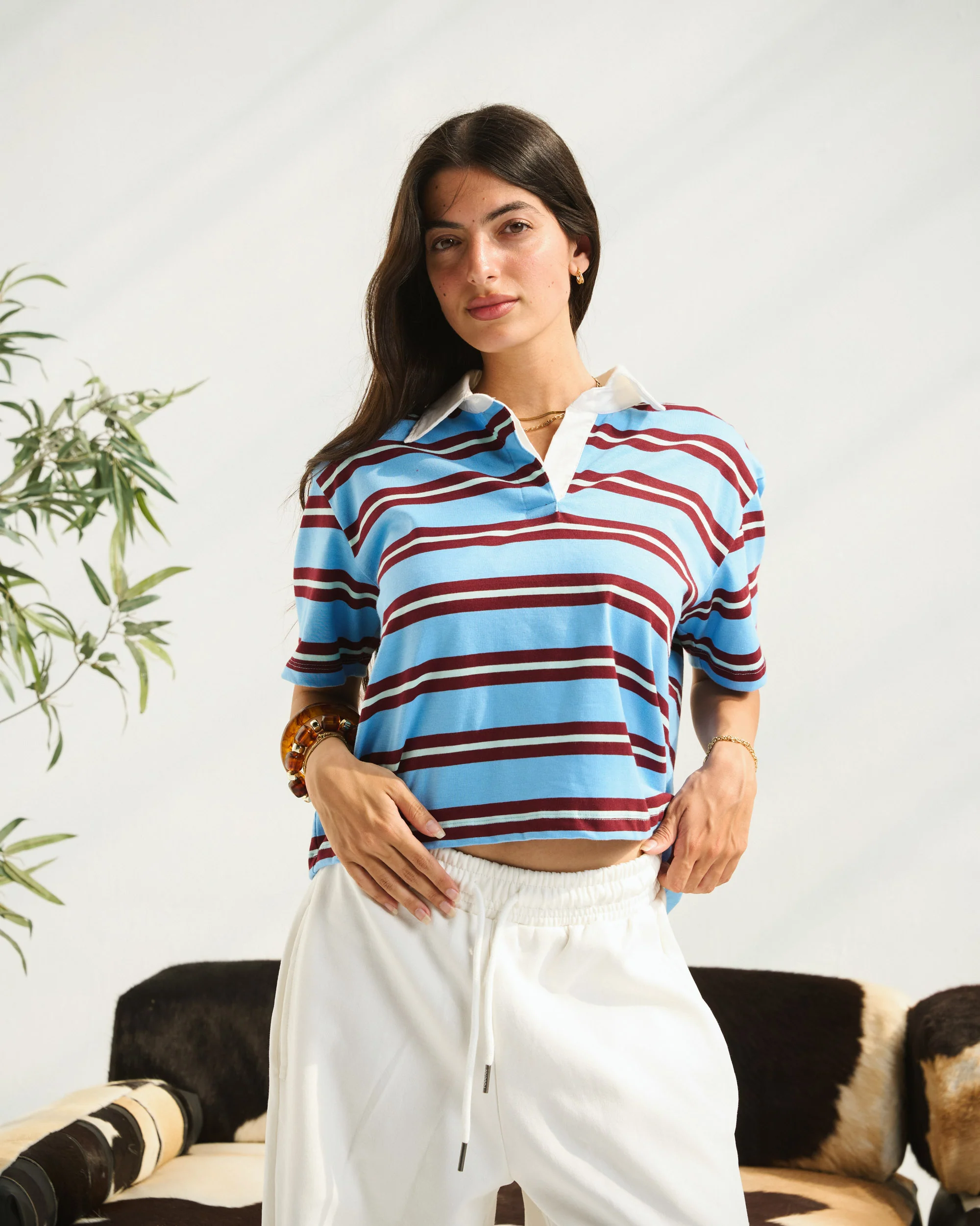 Blue Half Sleeves Striped Polo Shirt - ricardofort