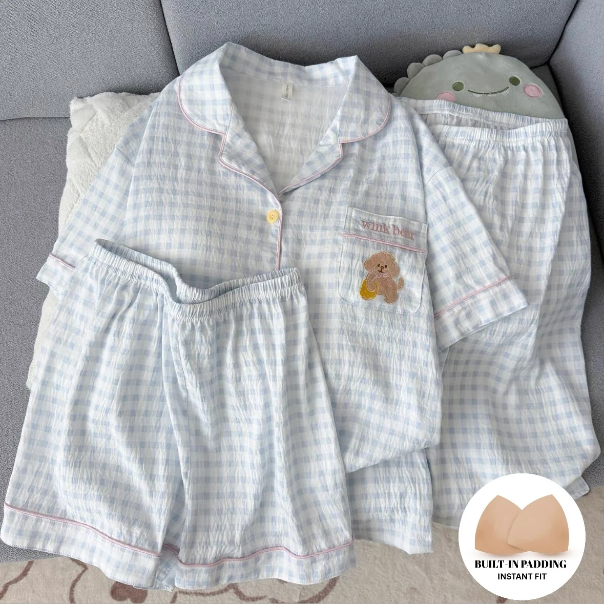 Blue Mist Bear Padded Nightsuit -3pcs Set - ricardofort
