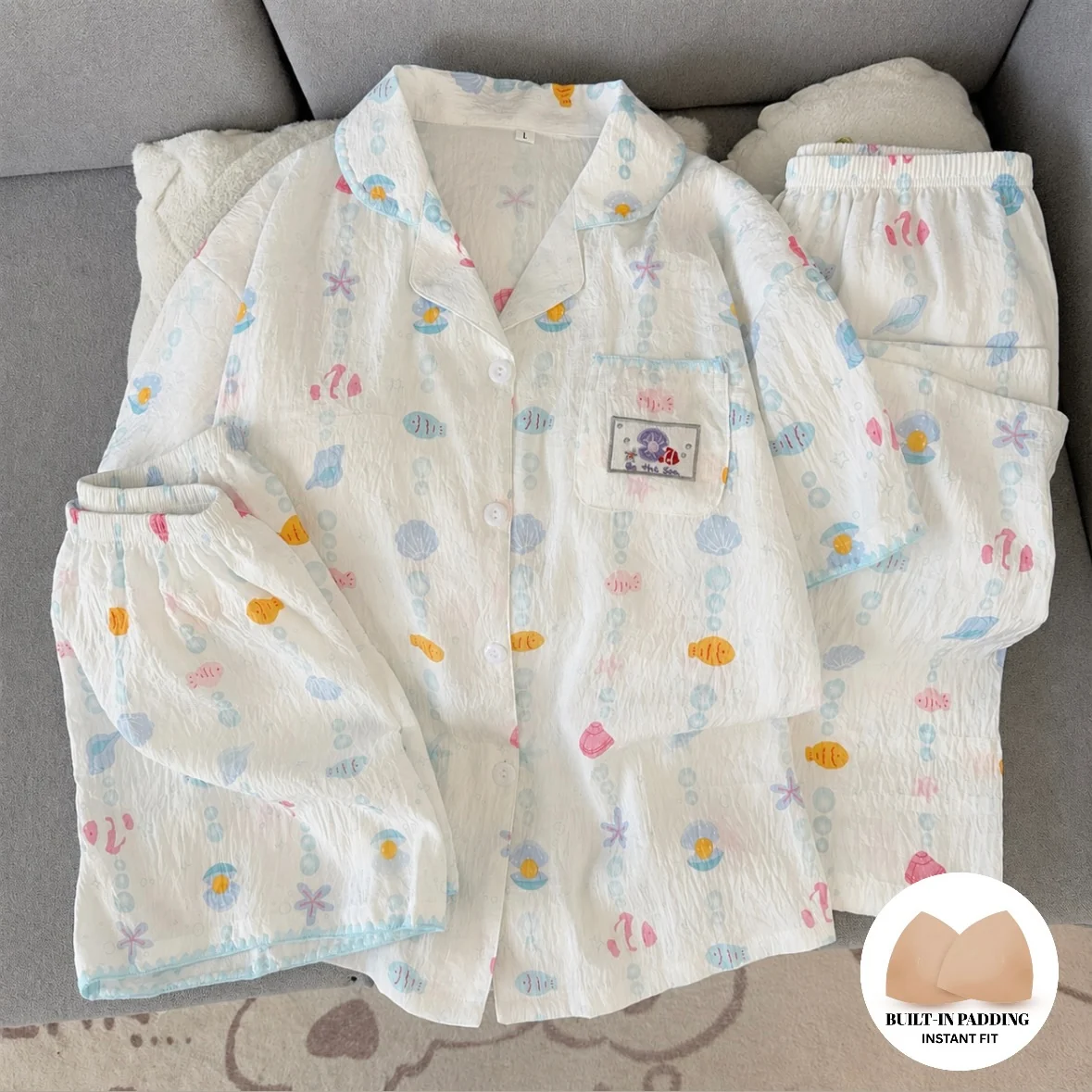 Coral Reef Padded Nightsuit -3pc Set - ricardofort