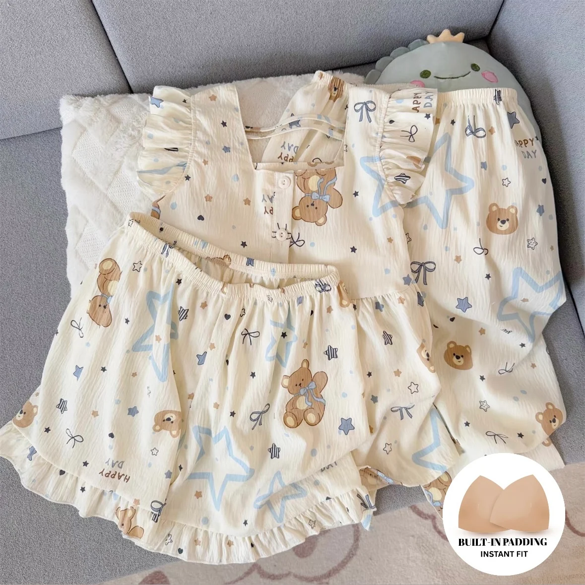 Stardust Ruffle Padded Nightsuit -3pcs Set - ricardofort