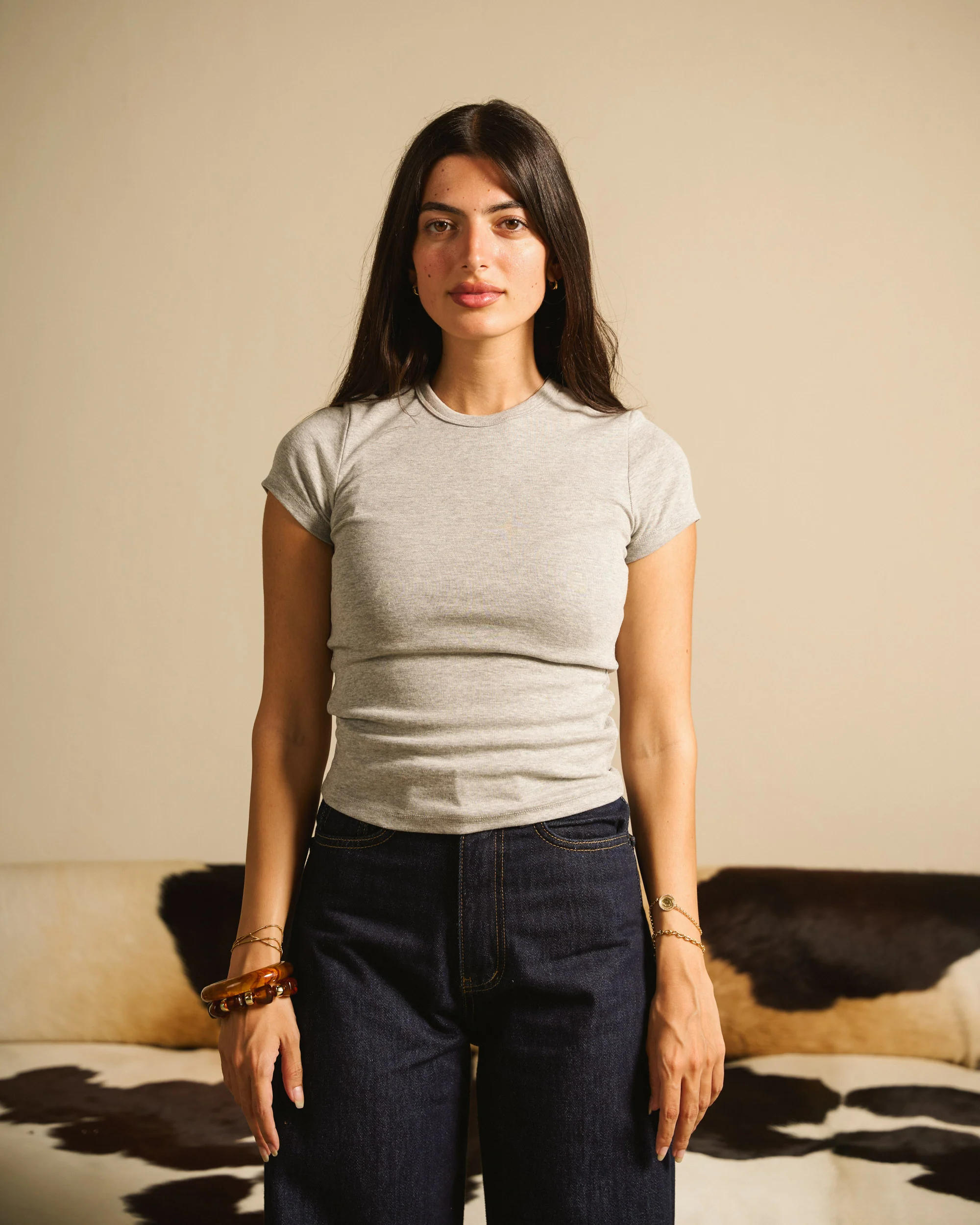 Heather Grey Basic Ribbed T-shirt - ricardofort