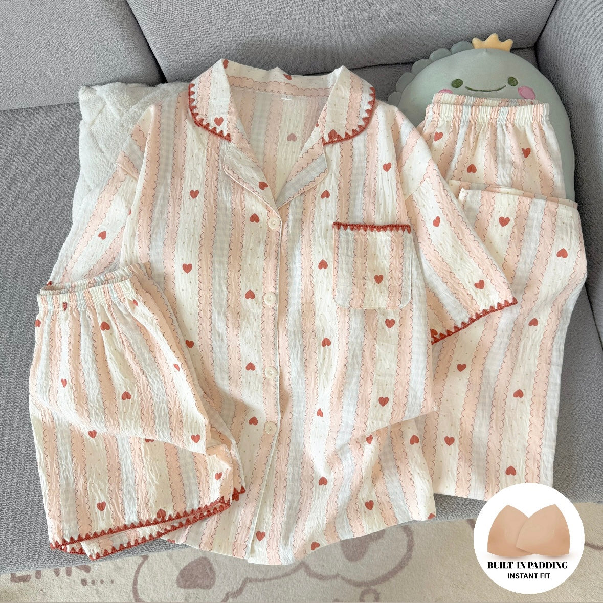 Heartline Padded Nightsuit -3pc Set - ricardofort