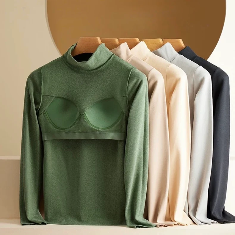FleeceFlex High Neck Built-In Bra Tee - ricardofort