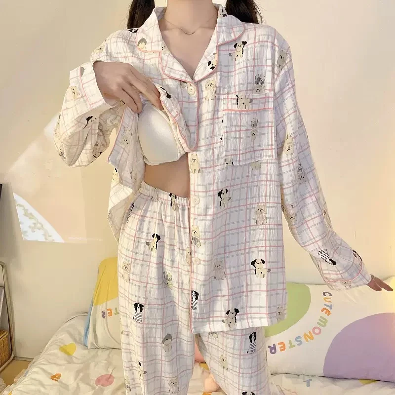Puppy Patch Windowpane Padded Nightsuit - 3Pc Set - ricardofort