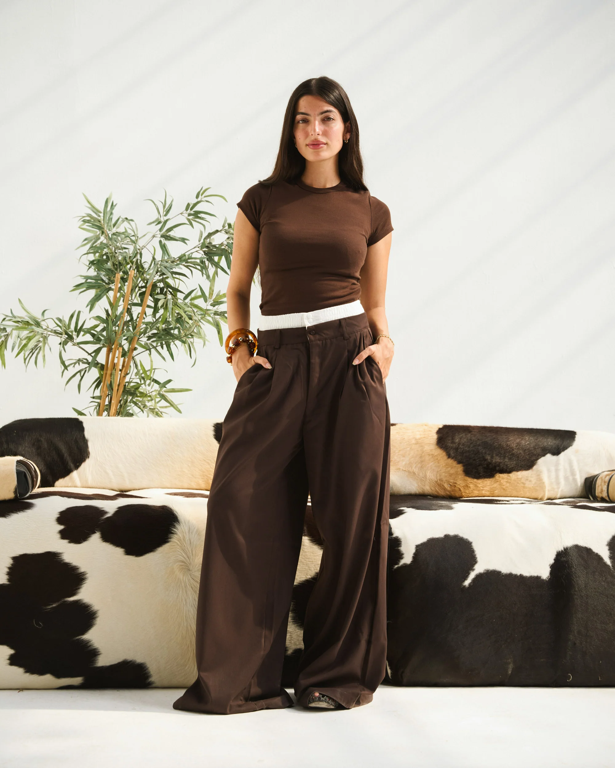 Brown Basic Ribbed T-shirt - ricardofort
