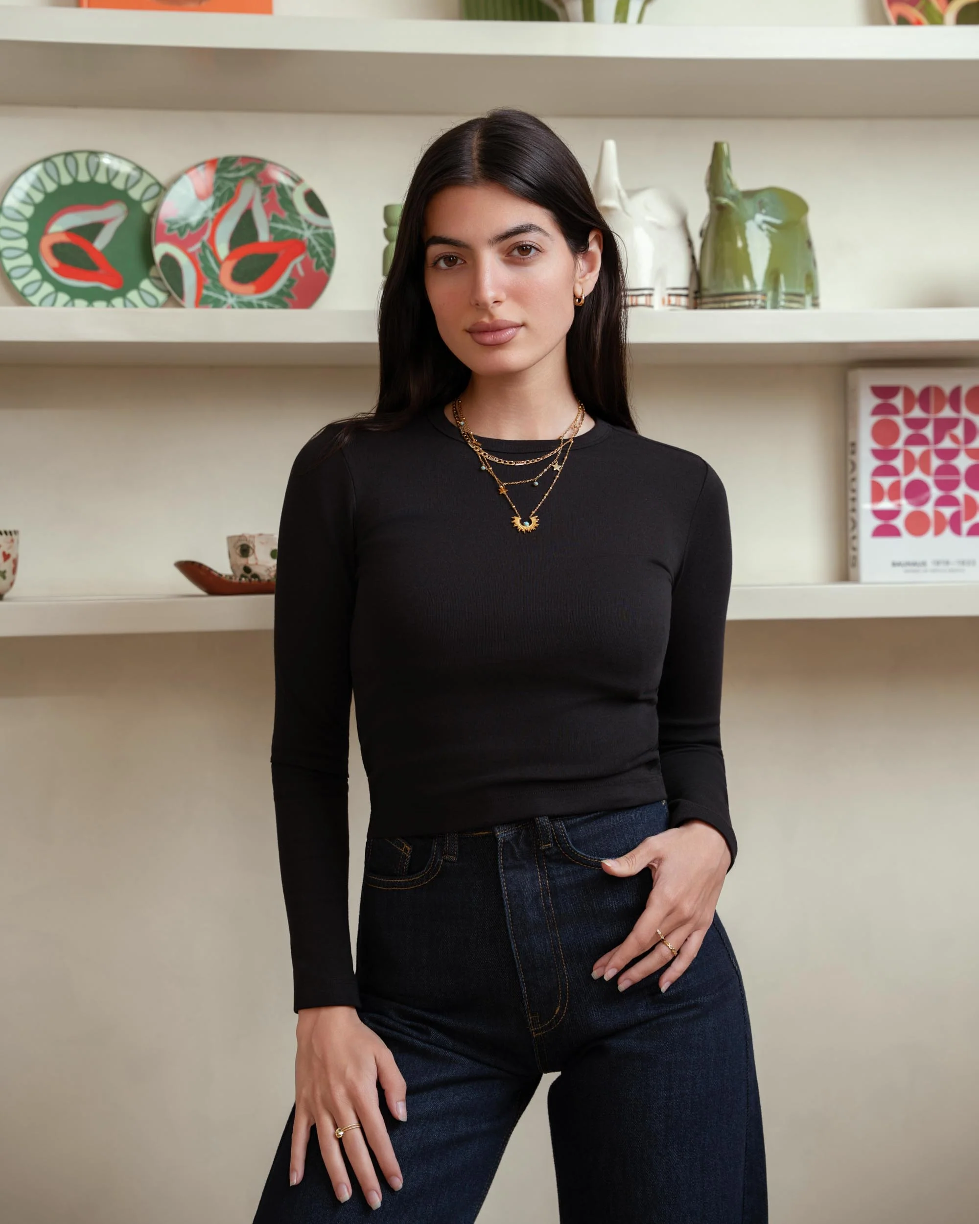Black Basic Ribbed Long Sleeves Tshirt - ricardofort