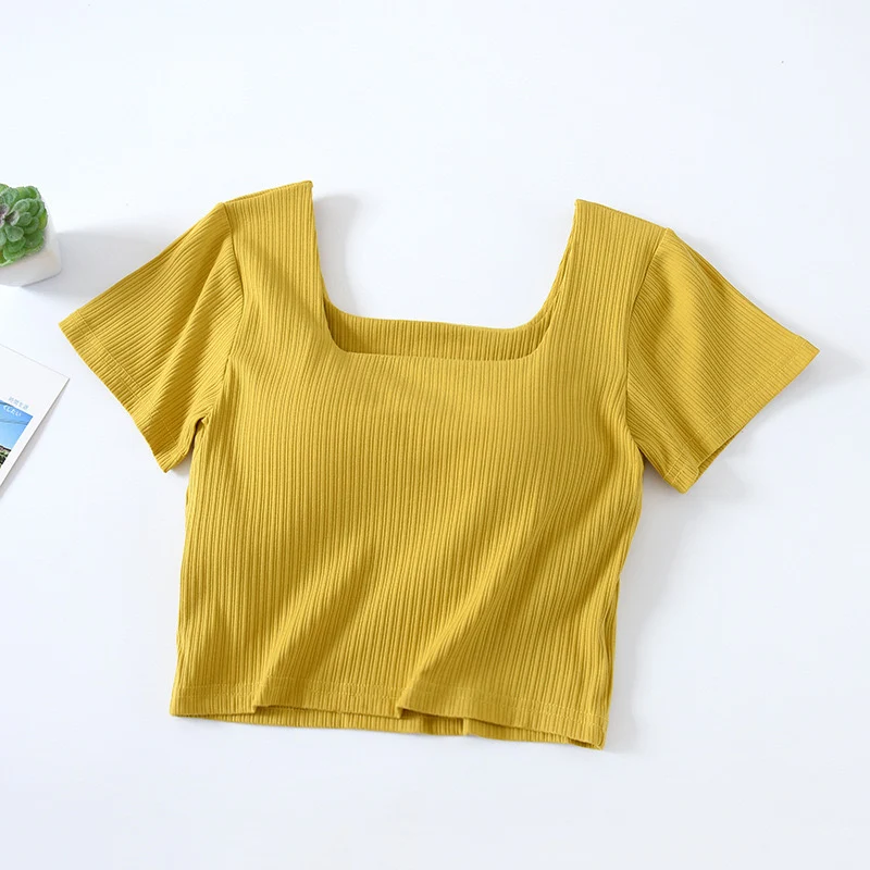 Hauli Square Neck Built-In Bra Crop Top - ricardofort