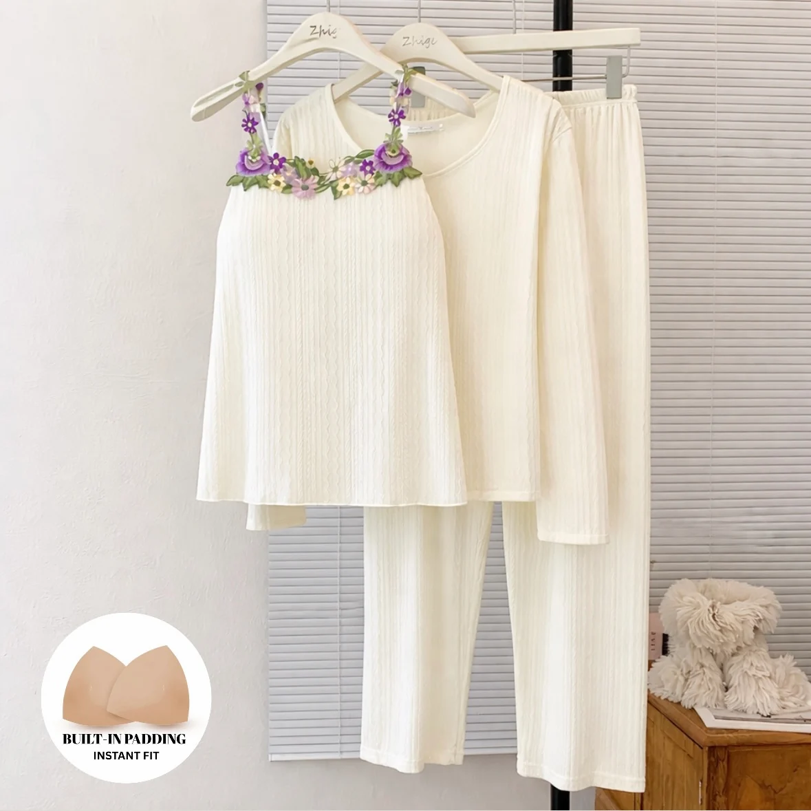 Secret Garden Padded Nightsuit- 3pcs Set - ricardofort