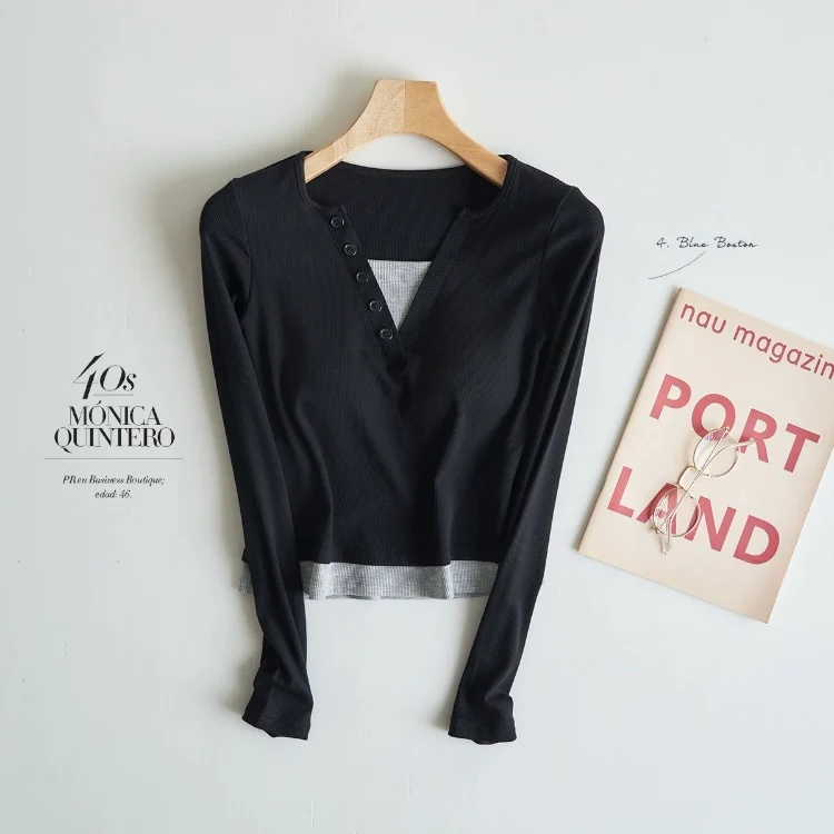 Relaxed Fit Buttoned Built-In Bra Tshirt - ricardofort