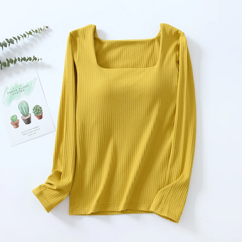 Ribbed Built-In Bra Long Sleeves Top - ricardofort