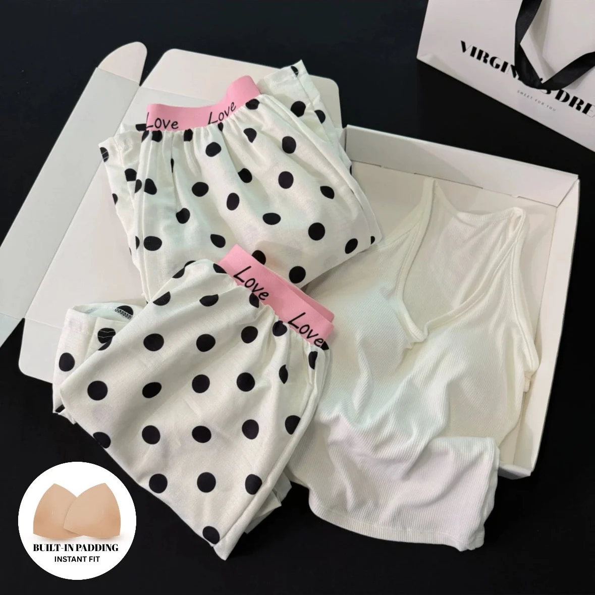 Dot Darling Padded Nightsuit - 3pc Set - ricardofort