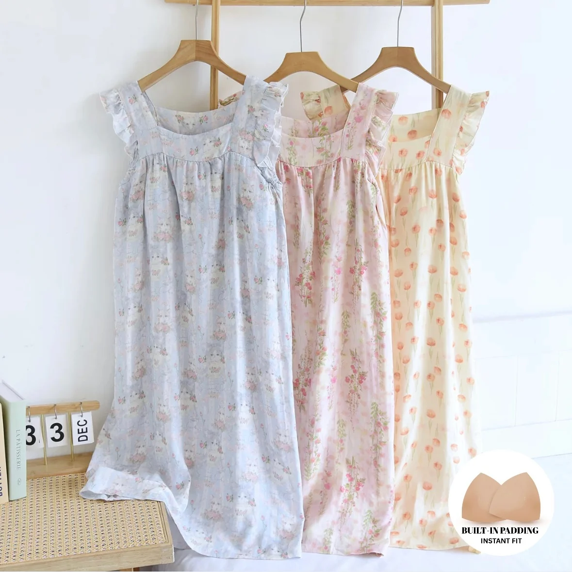 Cottage Garden Ruffle Padded Night Dress - ricardofort