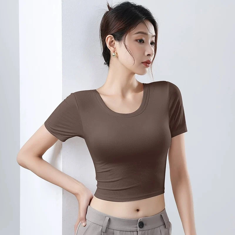 London Plus Size Built-In Bra Crop Tshirt - ricardofort