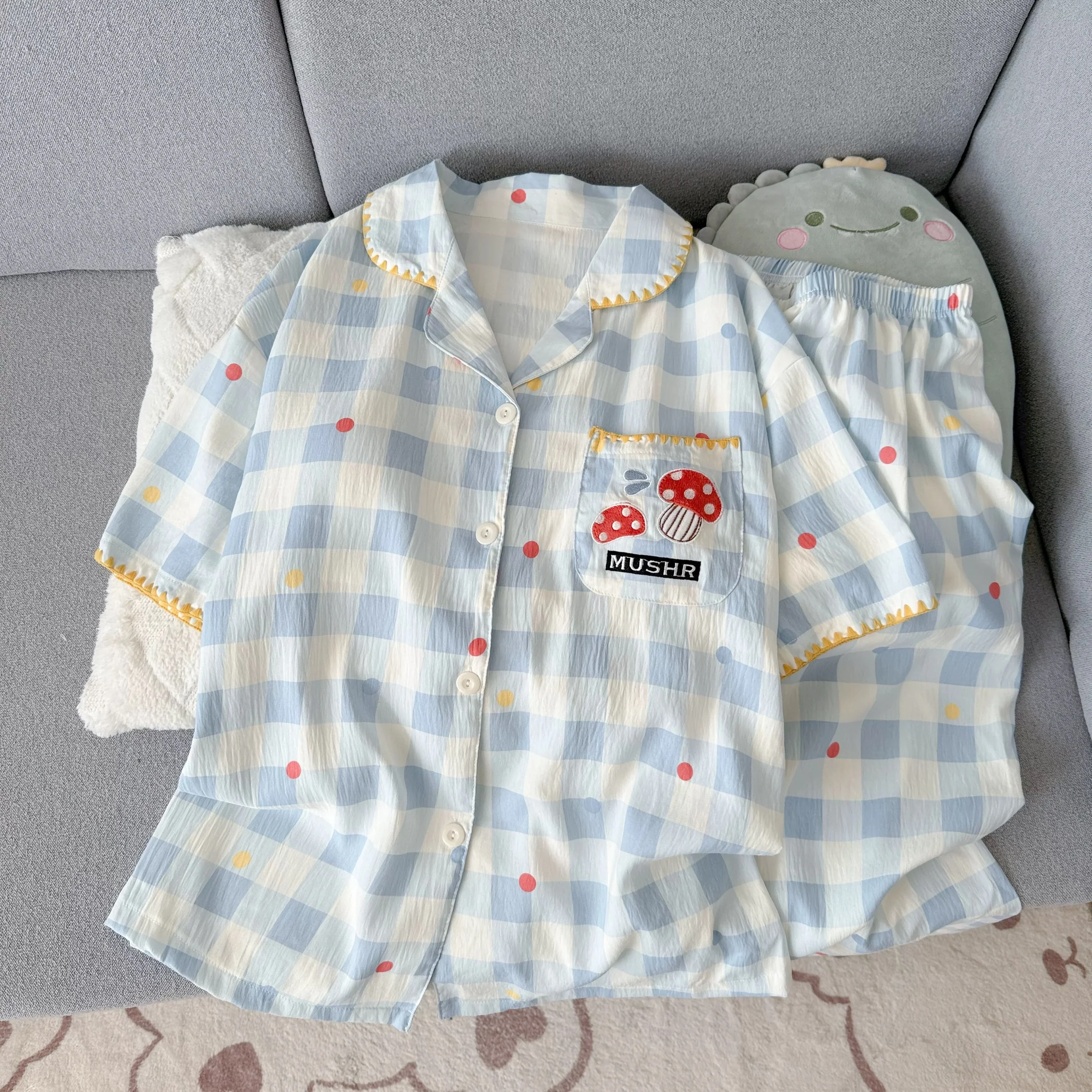 Pastel Mushroom Padded Nightsuit -3pcs Set - ricardofort