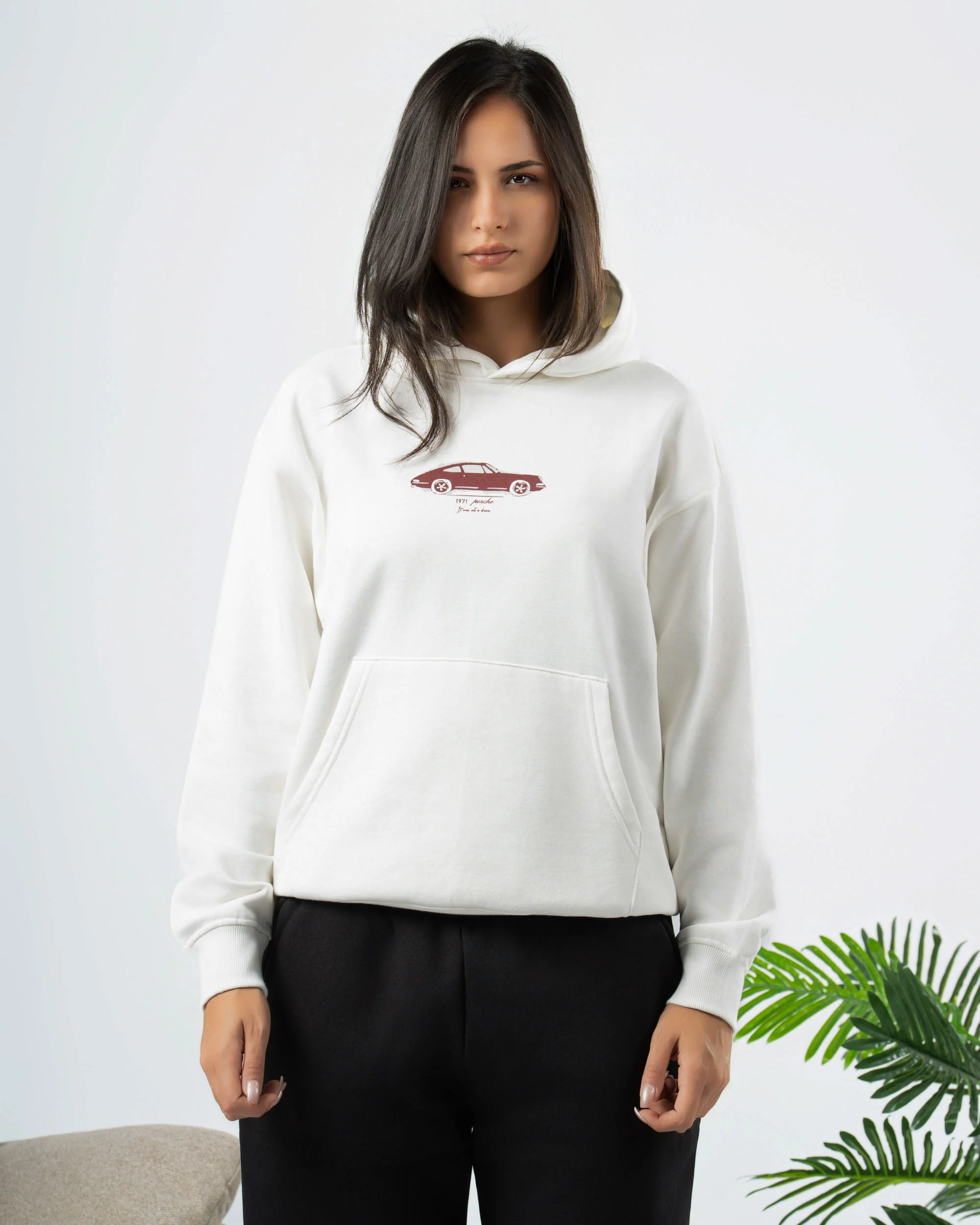 1971 Porsche Hoodie In Offwhite - ricardofort