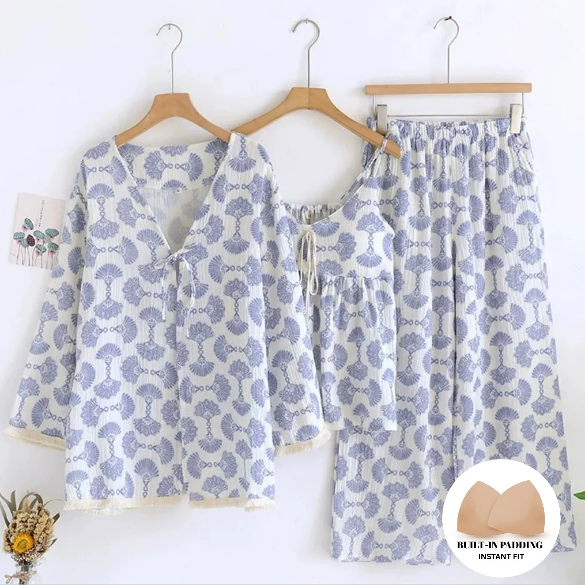Bluebell Breeze Padded Nightsuit - 3pc Set - ricardofort