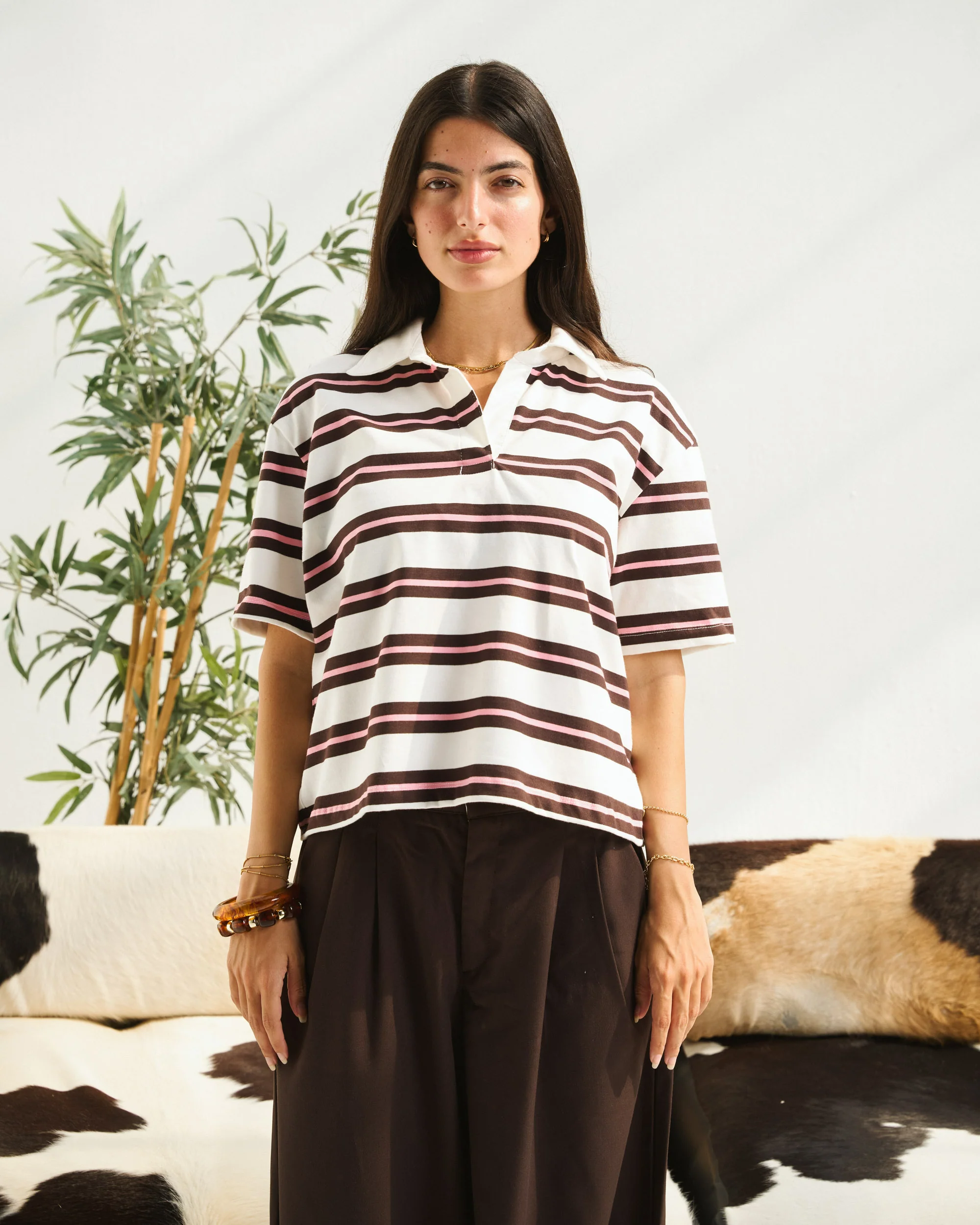 Offwhite Half Sleeves Striped Polo Shirt - ricardofort