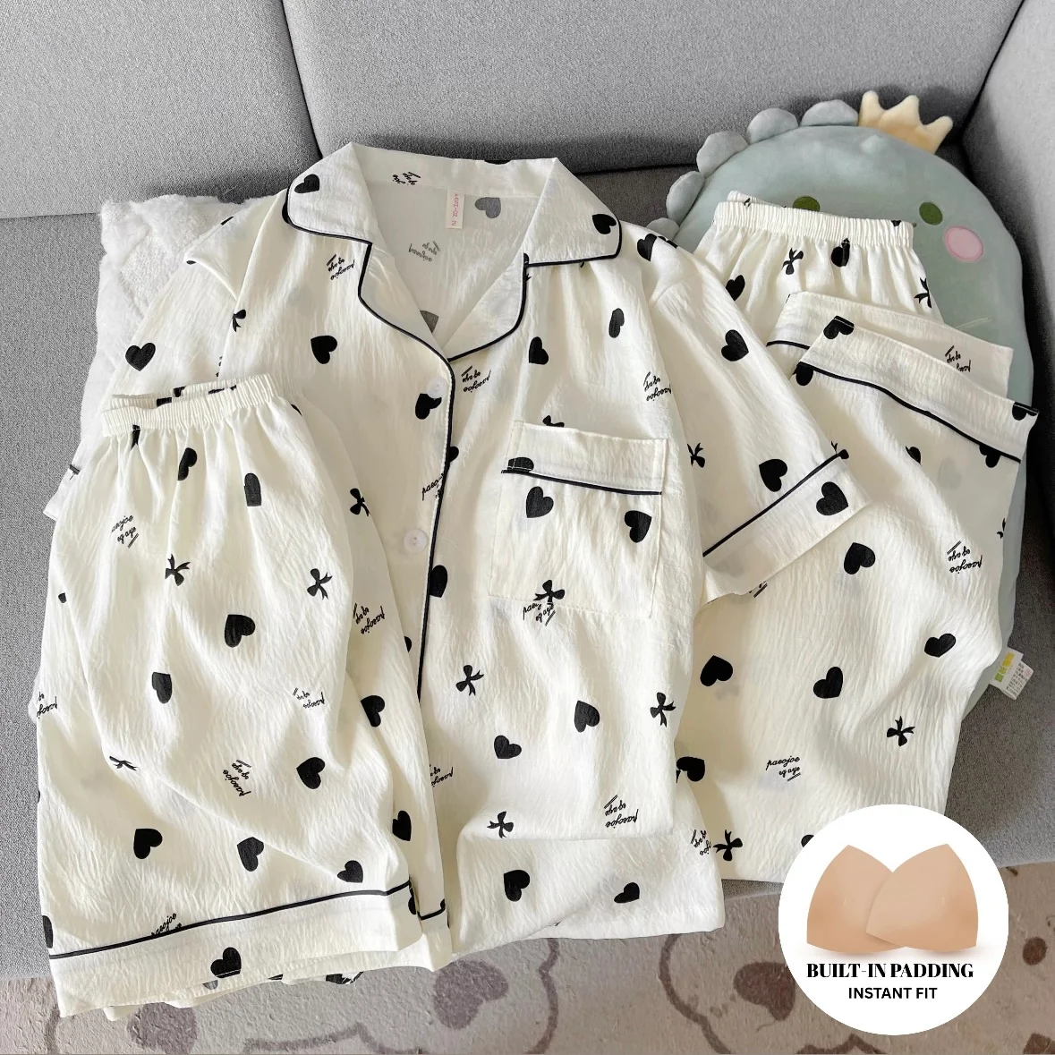 Love Notes Padded Nightsuit - 3pc Set - ricardofort