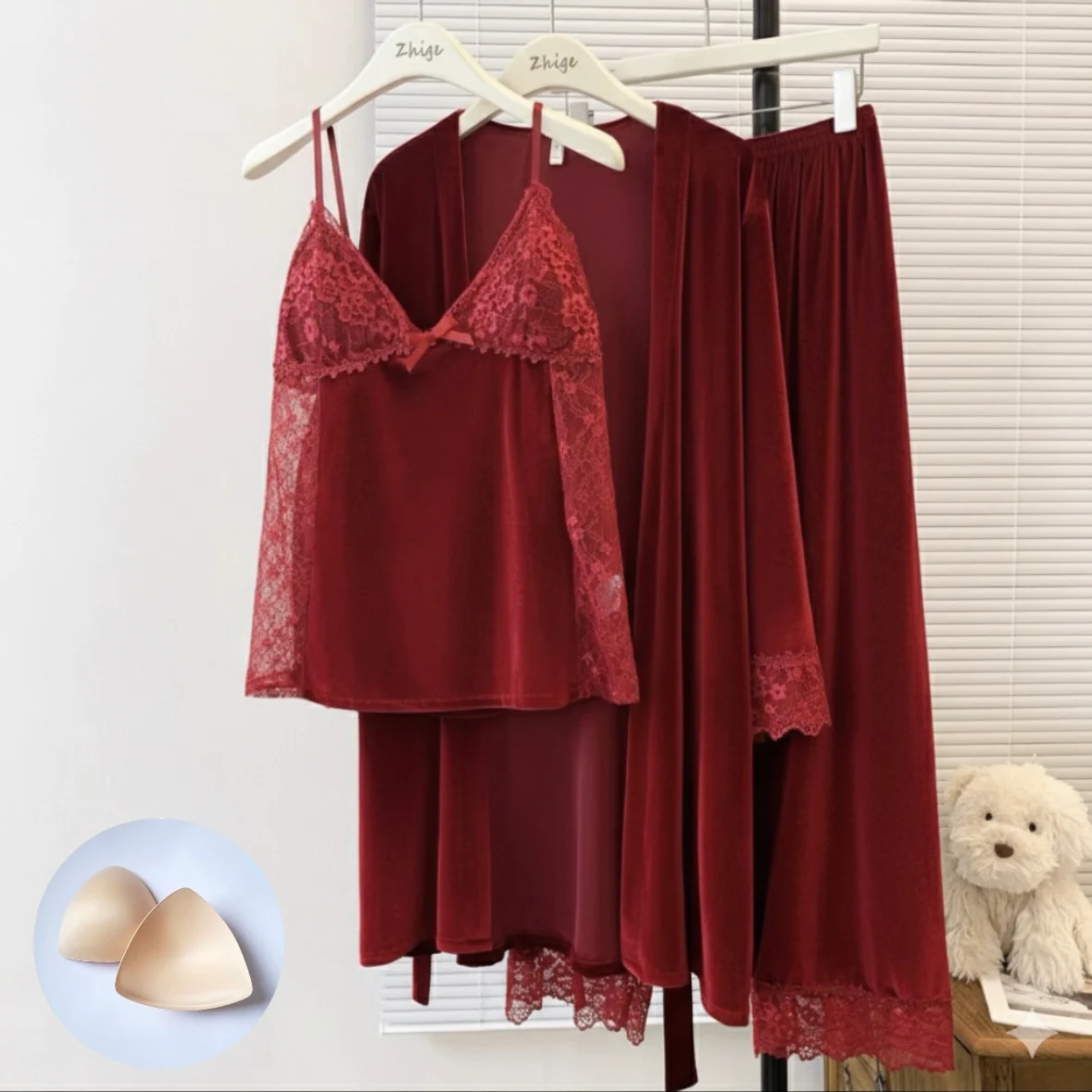Trosa Dream Velvet Padded Nightsuit - 3pc Set - ricardofort