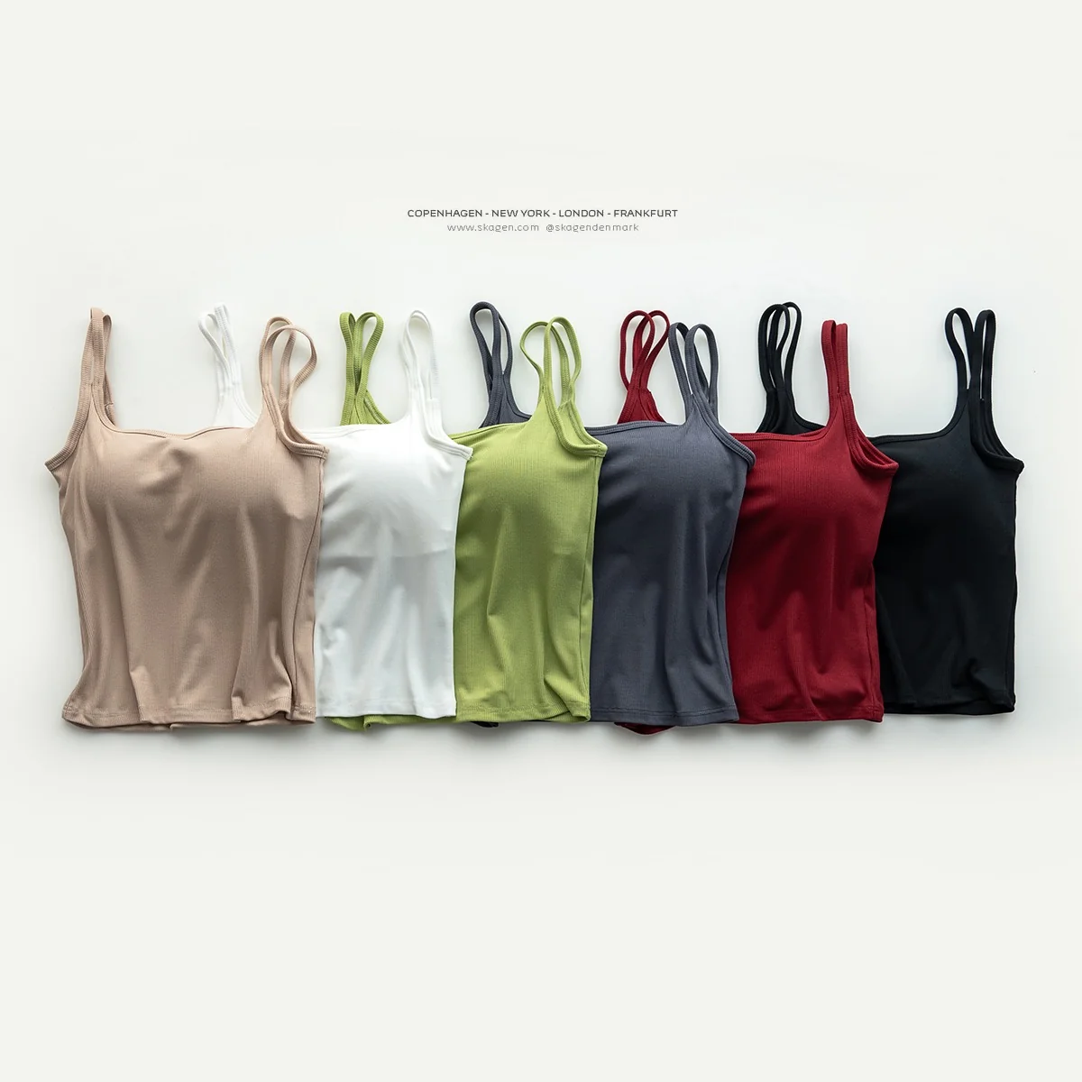 Crimson Ribbed Built-In Bra Camisole - ricardofort