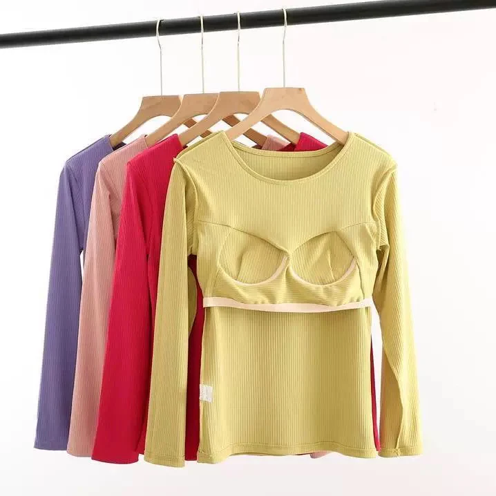 Blush Hug Full Sleeves Built-In Bra Top - ricardofort