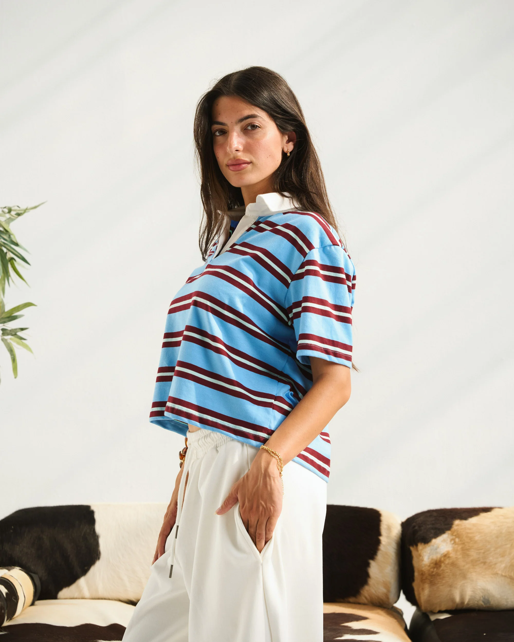 Blue Half Sleeves Striped Polo Shirt - ricardofort