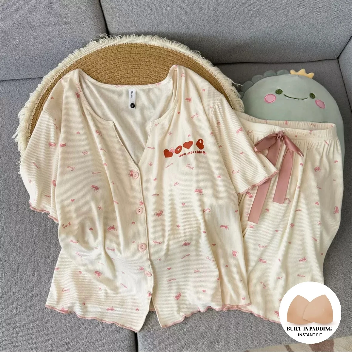 Pastel Bow Dream Padded Nightsuit Set - ricardofort