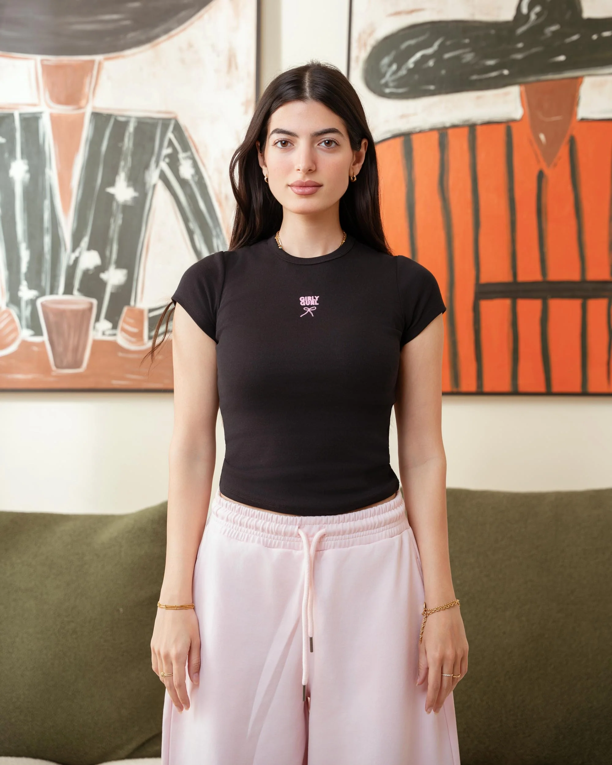 Black Girly Gurl Ribbed Baby Tee - ricardofort