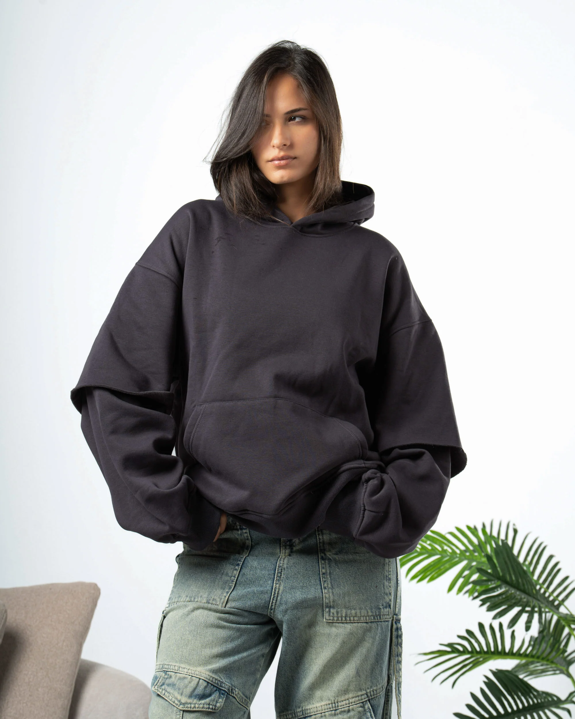 Layered Hoodie in Dark Grey - ricardofort