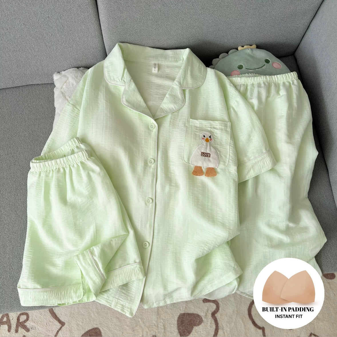 Pistachio Duckie Padded Nightsuit -3pcs Set - ricardofort