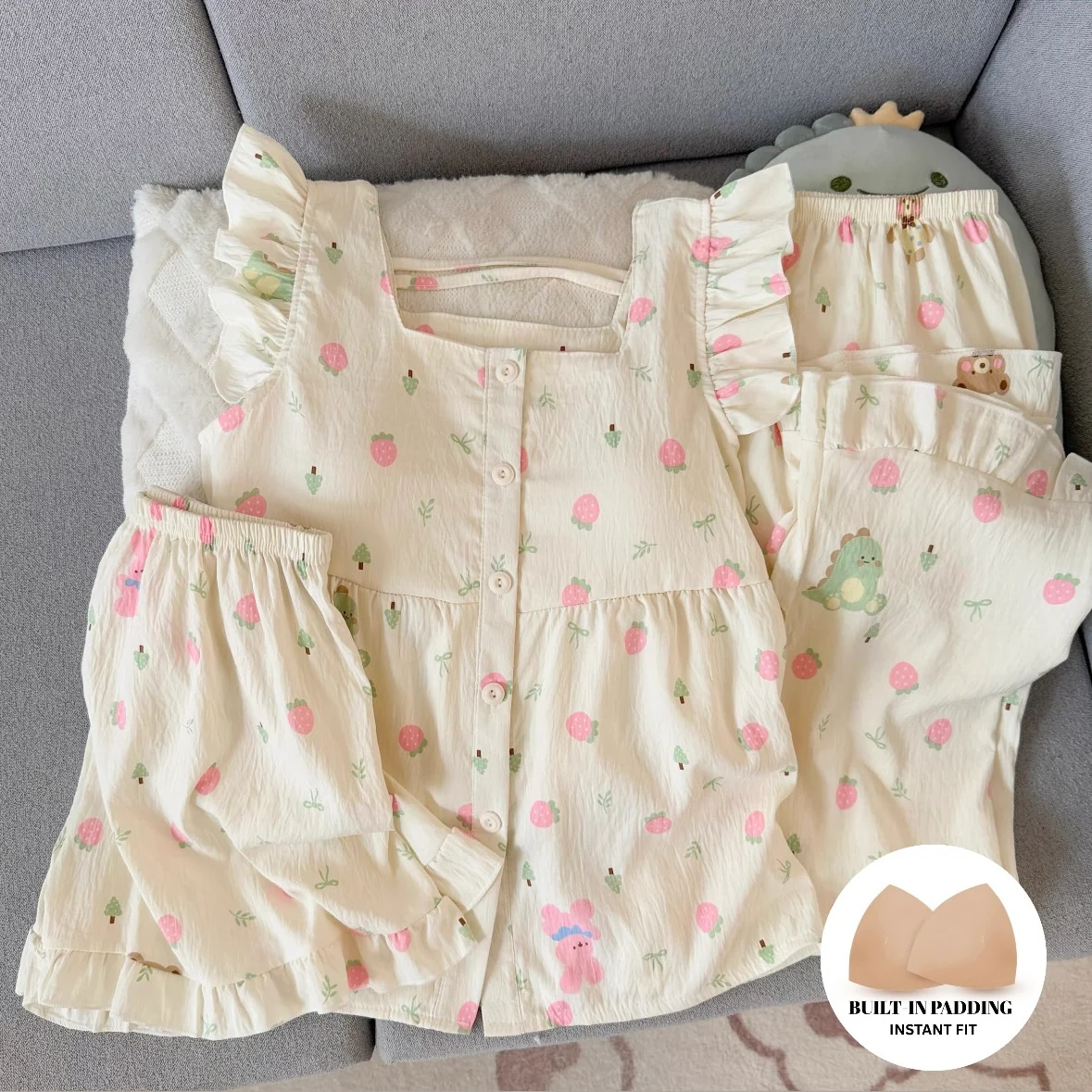 Teddy & Berry Padded Nightsuit -3pcs Set - ricardofort