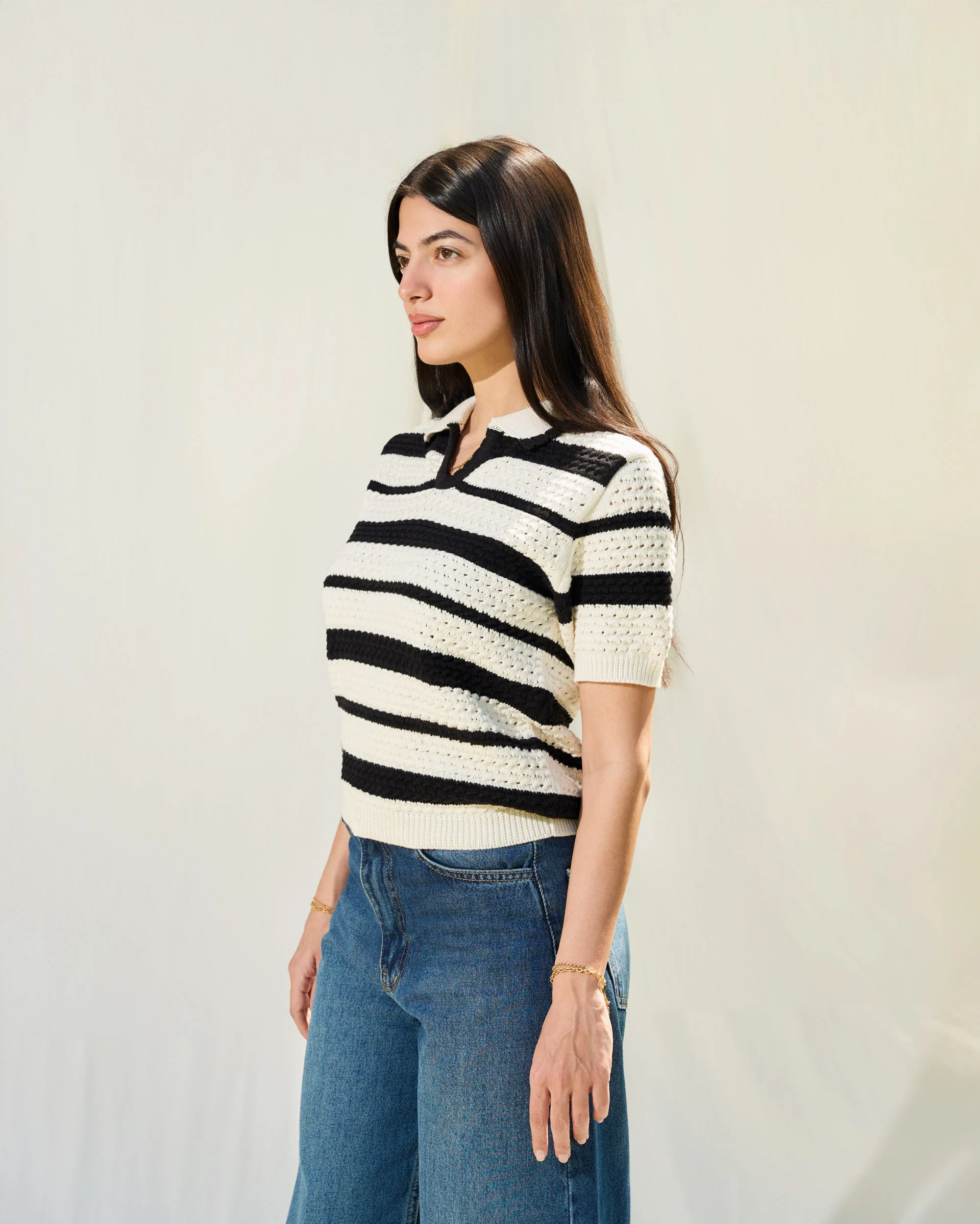 Monochrome Stripe Knit Polo - ricardofort