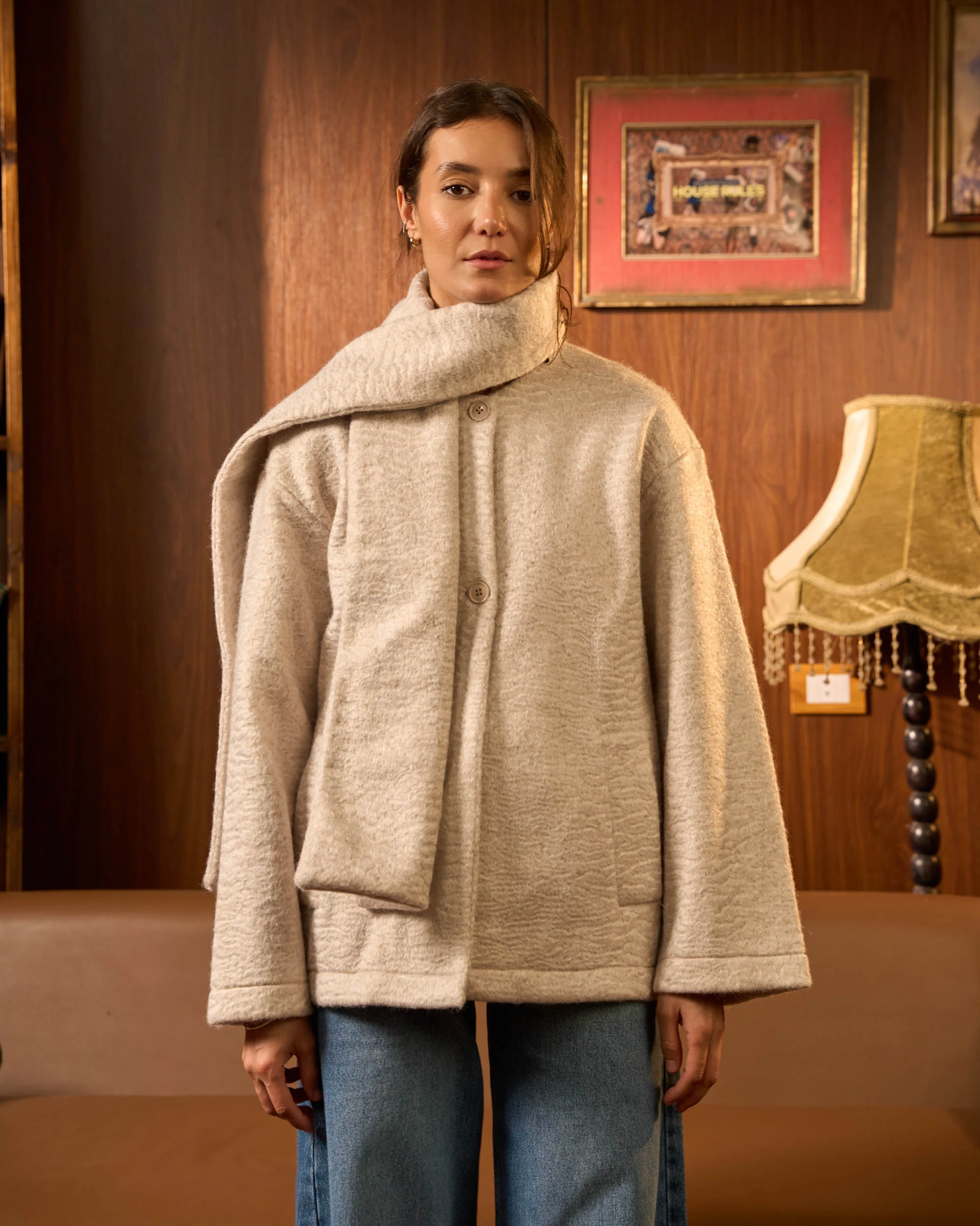 Beige Women’s Shawl Jacket - ricardofort