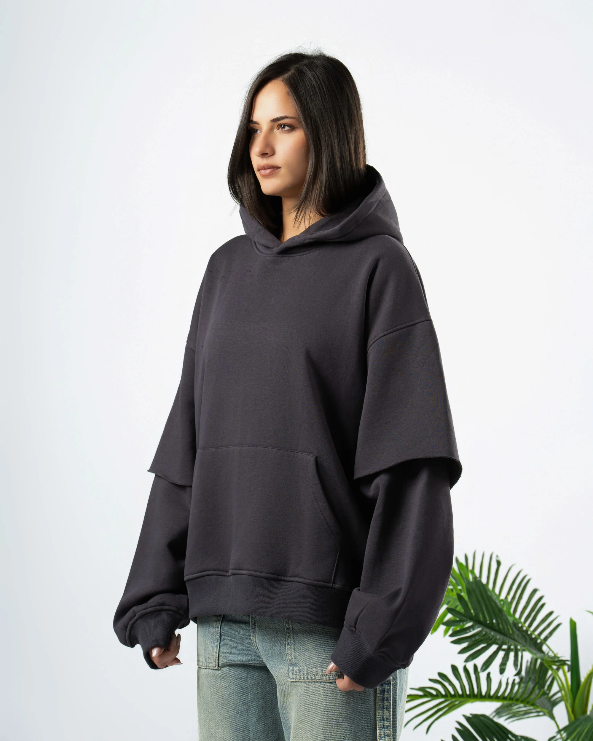 Layered Hoodie in Dark Grey - ricardofort