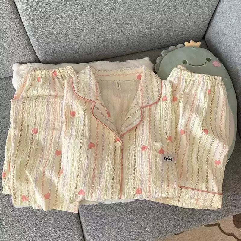 Peachy Stripes Padded Nightsuit -3pc Set - ricardofort