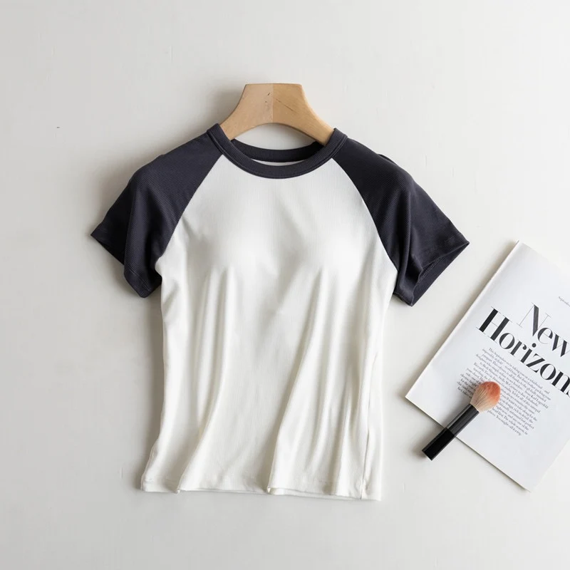 Nouse Contarst Round Neck Padded T-shirt - ricardofort
